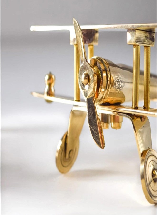 DSH Brass Aeroplane Model Showpiece, Antique Table Top Miniature Decorative Showpiece for Home Decor & Office Table with Gold, Glossy and Shiny Finish - Image 3